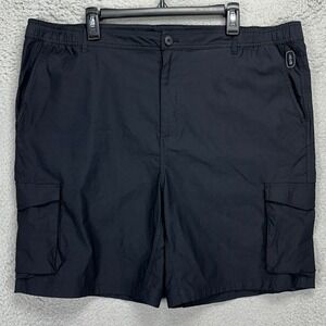 Bass Men Cargo Shorts 2XL Black Hiking Fishing Outdoor Stretch Waist Nylon Blend